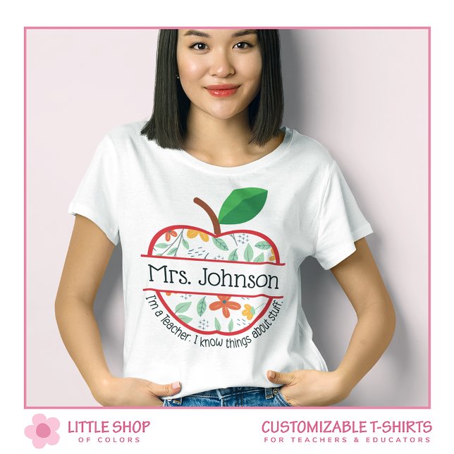 T-shirt Je suis un professeur je sais des choses Apple Per (Créateur téléchargé)