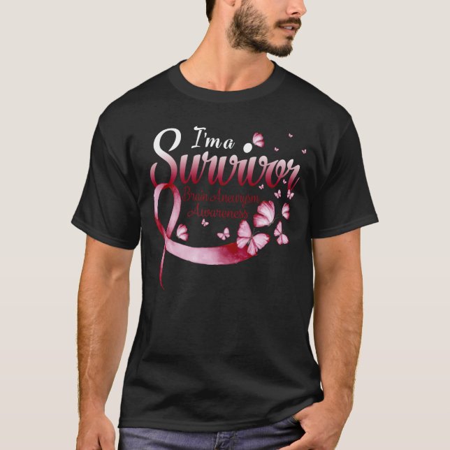 T-shirt Je suis un survivant Cerveau Aneurysme de sensibil (Devant)