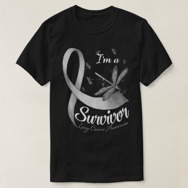 T-shirt Je suis Un Survivant Dragonfly Lung Cancer Sensibi (Design devant)