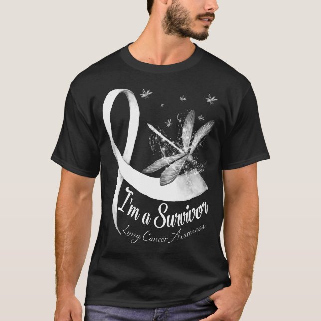 T-shirt Je suis Un Survivant Dragonfly Lung Cancer Sensibi (Devant)