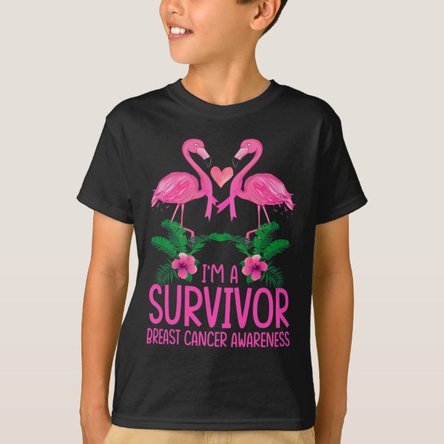 T-shirt Je suis un survivant Flamant rose de sensibilisati (Devant)