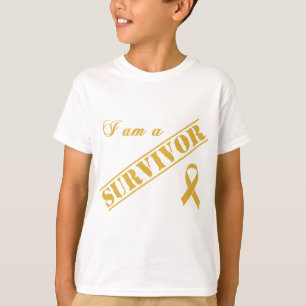 T-shirt Je suis un survivant - ruban d'or de Cancer