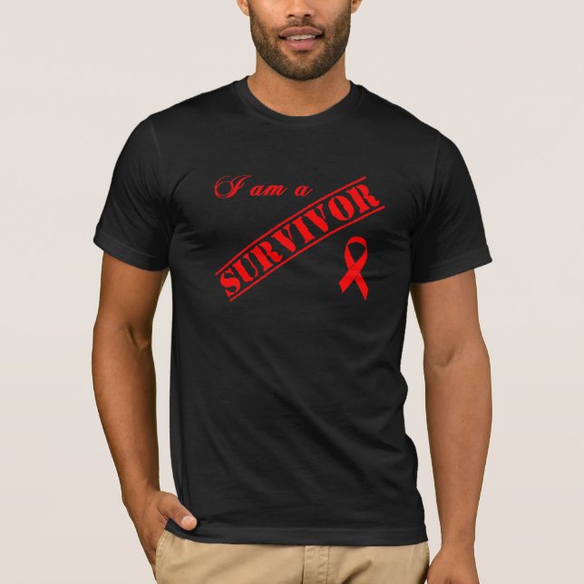 T-shirt Je suis un survivant - ruban rouge (Devant)