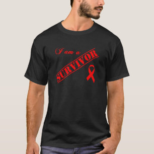 T-shirt Je suis un survivant - SIDA rouge de ruban et HIV