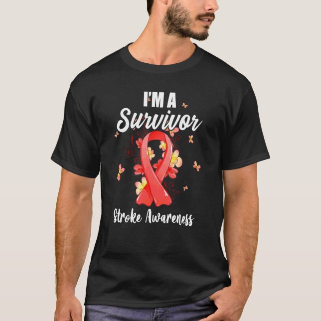 T-shirt Je suis Un Survivant Stroke Sensibilisation Red Ri (Devant)