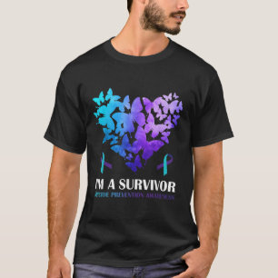 T-shirt Je Suis Un Survivant Suicide Prévention Butterf