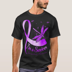 T-shirt Je suis Un Survivant Violet Ribbon Dragonfly Sarco