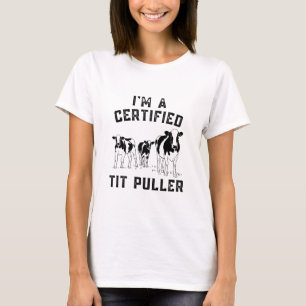 T-shirt Je suis un tireur de trayons certifié Drôle agricu