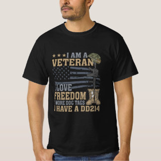 T-shirt je suis un vétéran j'aime la liberté j'ai porté de