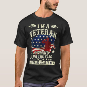 T-shirt Je suis un vétéran Je me tiens pour le drapeau Rie