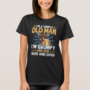 T-shirt Je suis un vieil homme simple comme la bière et le