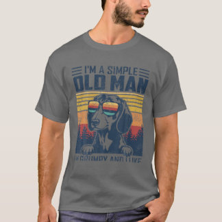 T-shirt Je suis un vieil homme simple j'aime les chiens Da
