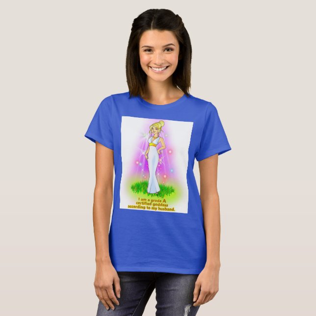 T-shirt Je suis une déesse certifiée (blonde) (Devant entier)