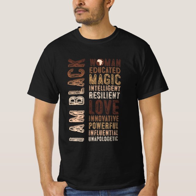 T-shirt Je Suis Une Femme Noire Éduquée Magie Intelligente (Devant)