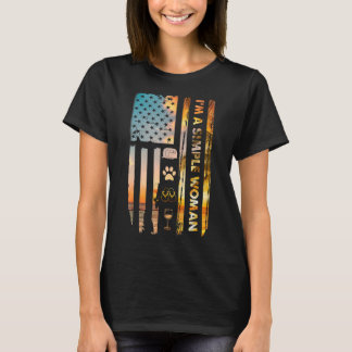 T-shirt Je suis une femme simple Camping Vin Flip Flops Ch