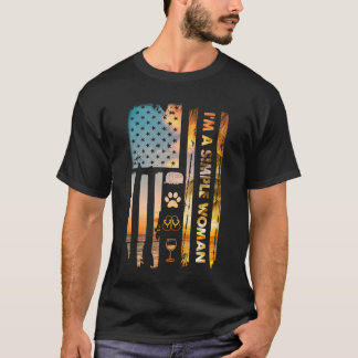 T-shirt Je suis une femme simple Camping Vin Flip Flops Ch