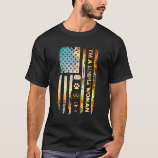 T-shirt Je suis une femme simple Camping Vin Flip Flops Ch