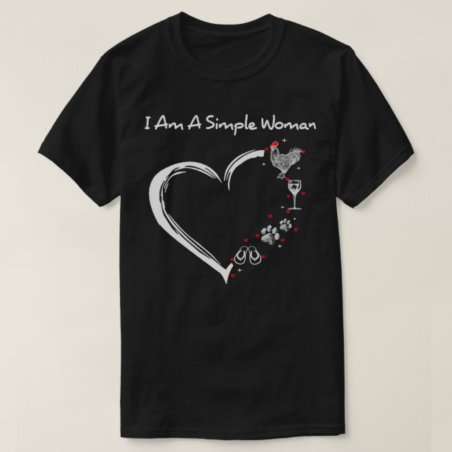 T-shirt Je Suis Une Femme Simple Chicken Vin Chiens Flip F (Design devant)