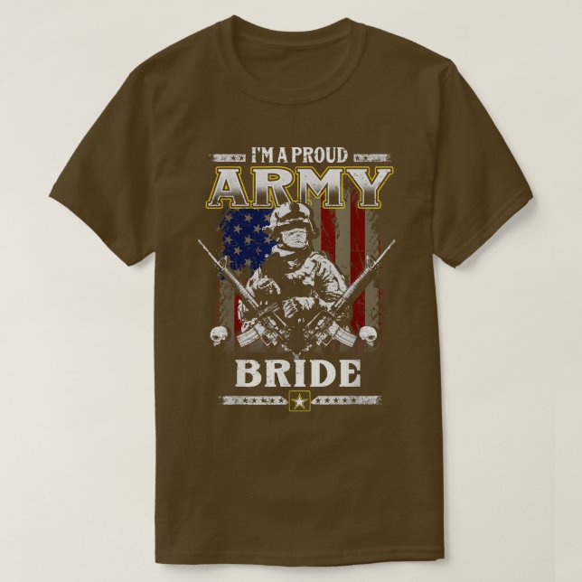 T-shirt Je suis une fière mariée de l'armée Fête des pères (Design devant)