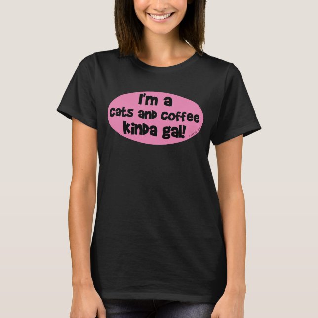 T-shirt Je suis une fille chats et café ! (Devant)