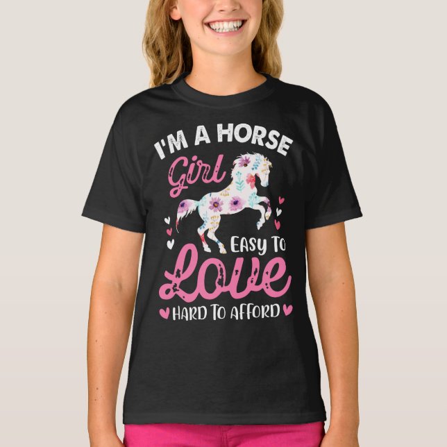 T-shirt Je suis une fille de cheval facile à aimer diffici (Devant)