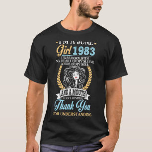 T-shirt Je suis une fille de juin 1983 Anniversaire 39 ans