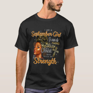 T-shirt Je Suis Une Fille De Septembre Noir Je Peux Faire