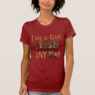 T-shirt Je suis une fille et je vais vous pêcher n'importe