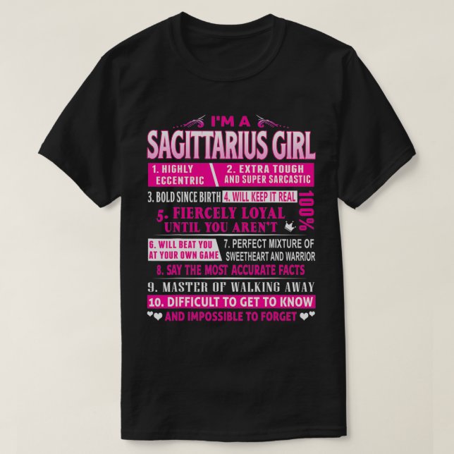 T-shirt Je suis une fille Sagittarius Sagittarius Annivers (Design devant)