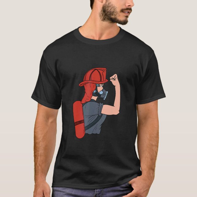 T-shirt Je Suis Une Forte Dame Pompier Inspirationnel Feu (Devant)
