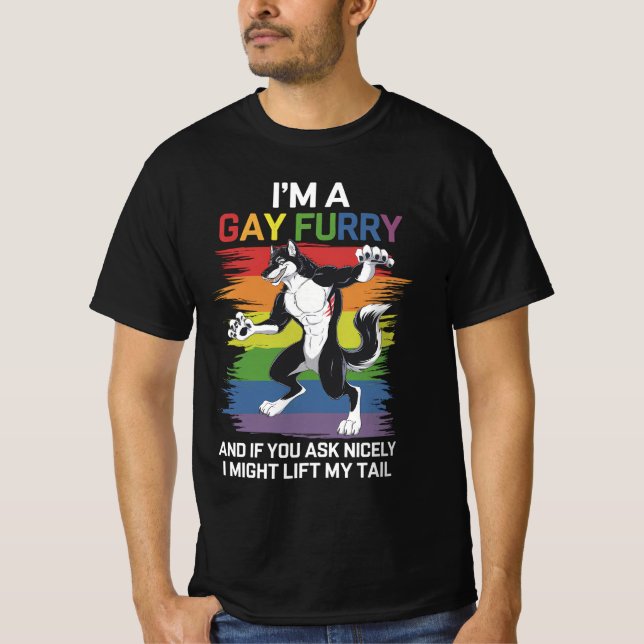 T-shirt Je suis une Gay Furry Fox Rainbow Pride LGBTQ (Devant)