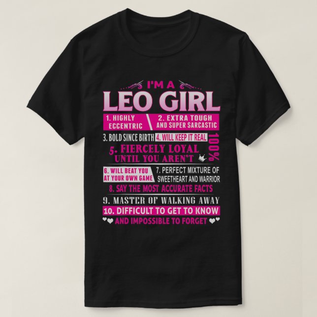 T-shirt Je suis une Leo Girl Leo Anniversaire (Design devant)