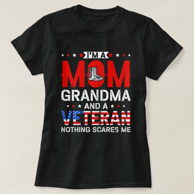 T-shirt Je suis une maman grand-mère et une vétéran femme  (Design devant)