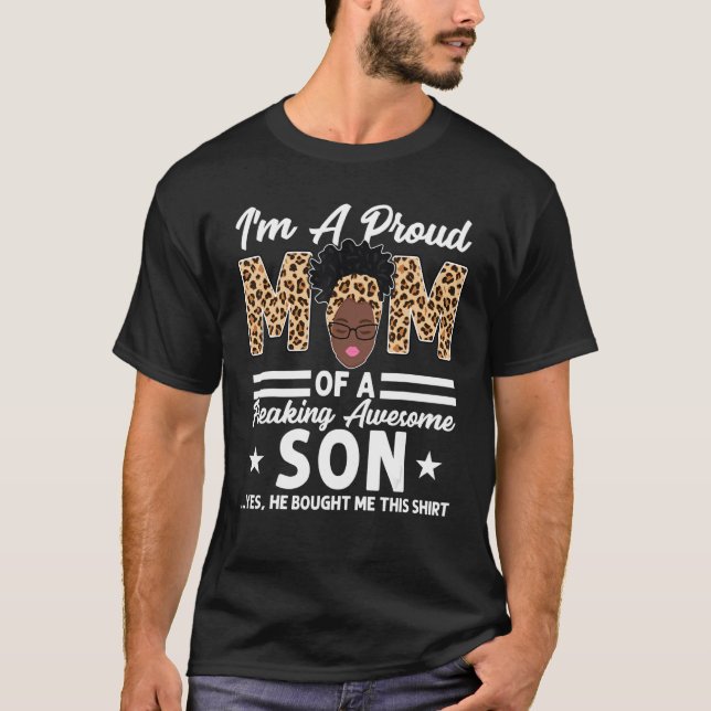 T-shirt Je suis une mère fière d'une mère fils géniale (Devant)