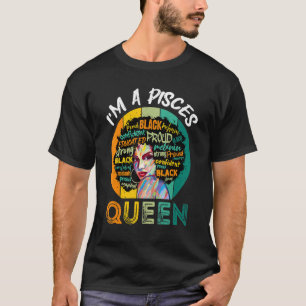 T-shirt Je suis une reine de Pisces Vintage Melanin Black