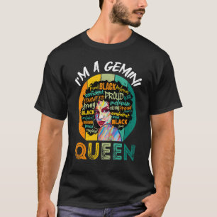T-shirt Je suis une reine Gemini Vintage Melanin Black Wom