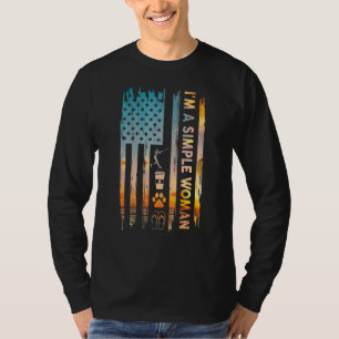 T-shirt Je Suis Une Simple Femme Softball American Flag Ch
