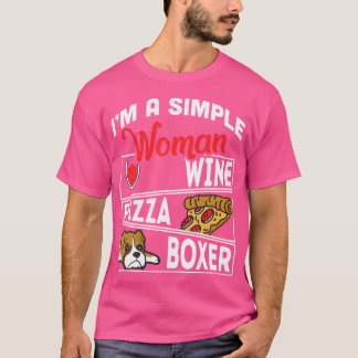 T-shirt Je Suis Une Simple Femme Vin Pizza Lover Boxer Chi