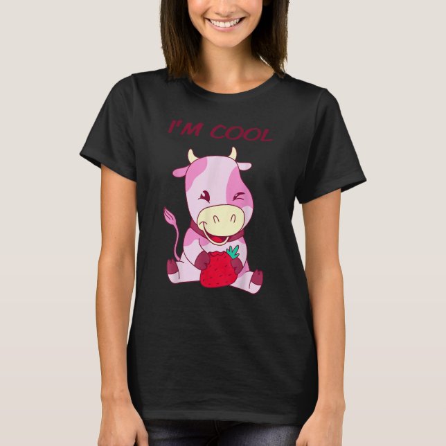 T-shirt Je suis vache enfant fraise cool (Devant)