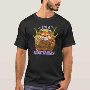 T-shirt Je suis végétarien Panda Rouge Mignon Vegan