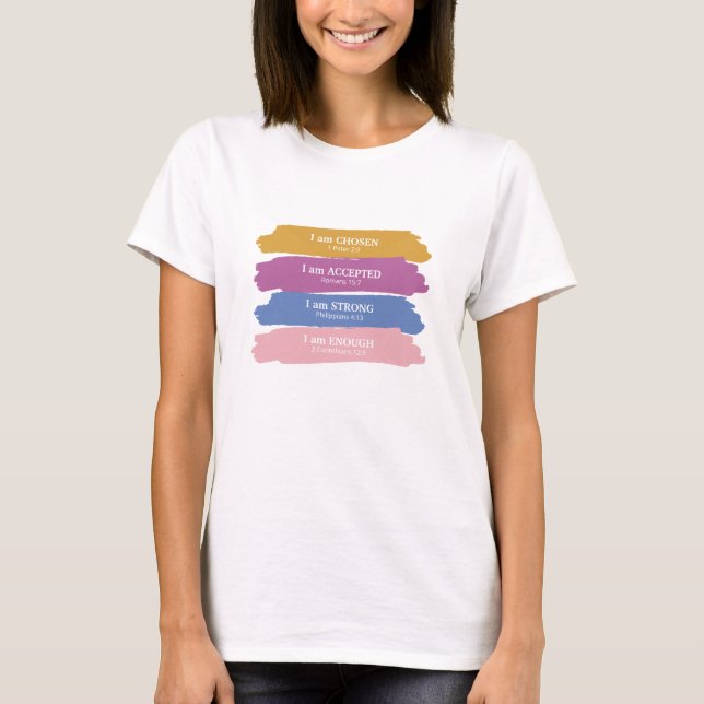T-shirt Je suis Versets bibliques colorés (Devant)