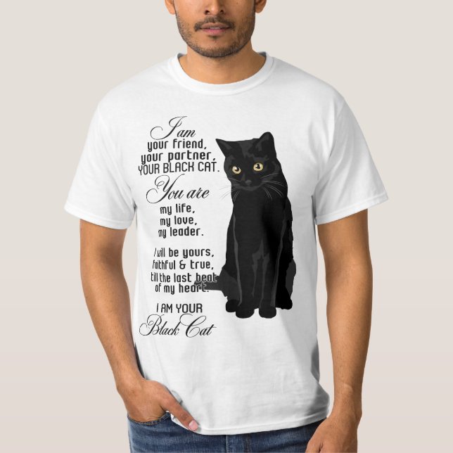 T-shirt Je suis votre ami votre partenaire votre chat noir (Devant)