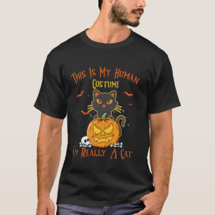 T-shirt Je suis vraiment un chat Pumkin Halloween Ceci est