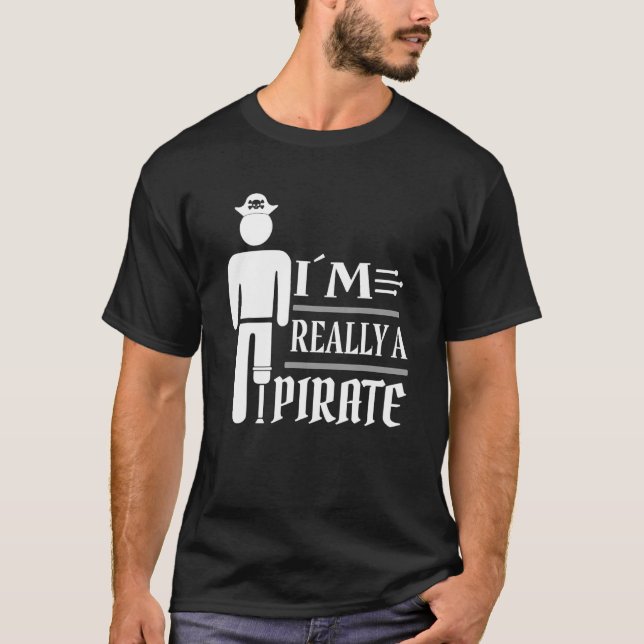 T-shirt Je Suis Vraiment Un Pied Pirate Amputé En Fauteuil (Devant)