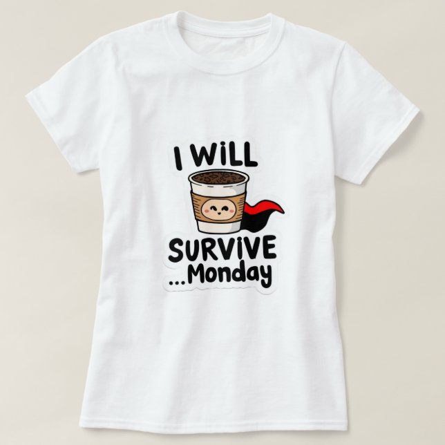 T-shirt "Je Survivrai Lundi" Héros Du Café (Design devant)
