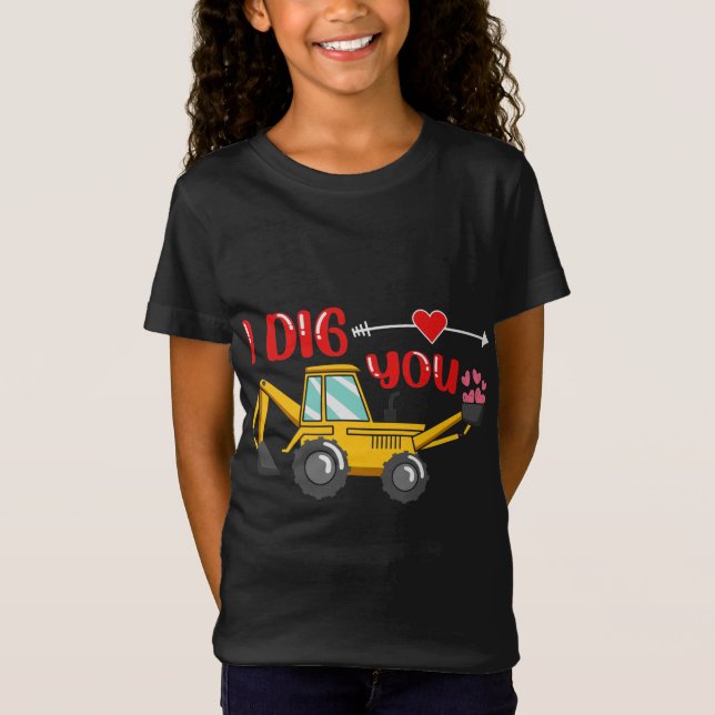 T-Shirt Je t'ai creusé Backhoe Valentine (Devant)
