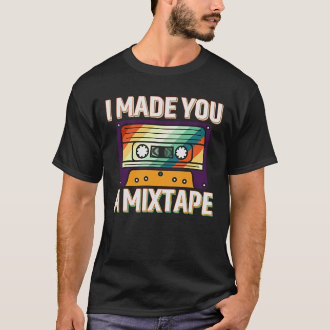 T-shirt Je t'ai fait une Mixtape Retro Cassette 80's 90 Vi (Devant)