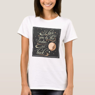 T-shirt Je t'aime au noir de lune et de dos