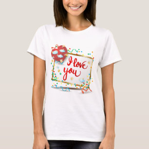 T-shirt Je t'aime avec cœur rouge