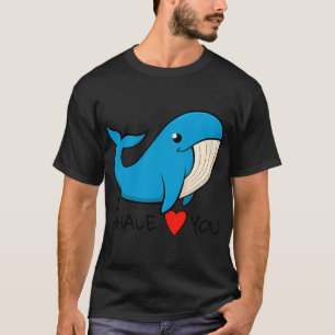 T-shirt Je t'aime baleine, illustration de style dessin an